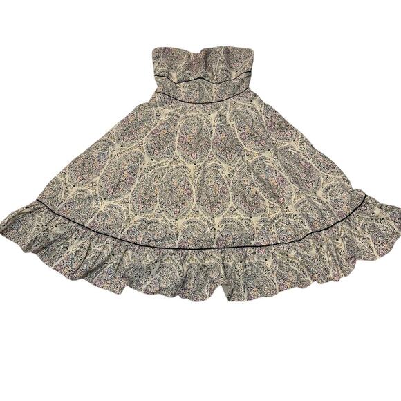 Anthropologie Girls from Savoy Swirled Paisley Strapless Dress Size 8 Fit Flare - Picture 5 of 13